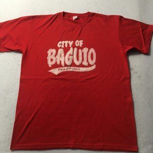 Vintage city of BAGUIO Phillipines 80's ERa T Shirt red graphic XL softex